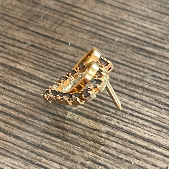 Vintage Interlocking Heart Grey Rhinestone Pin - Picture 5 of 16